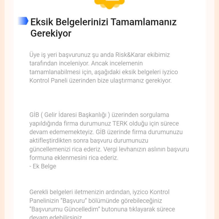 GİB Terk Görüntüsü Nedeniyle Iyzico Üyeliği Hâlâ Açılmıyor