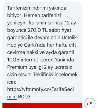 Daha Uygun 270 TL Tarife Değişikliği Reddedildi