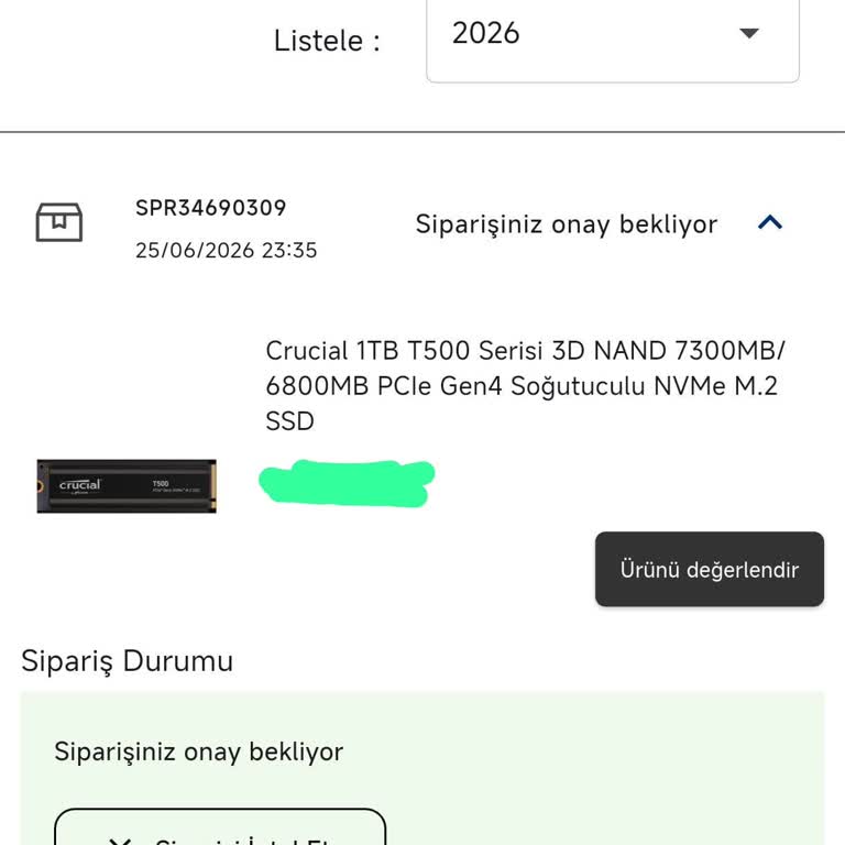 Stok Sorunu Ve Yanıltıcı Alternatif Teklifi Nedeniyle SSD Teslimatı Gerçekleşmedi