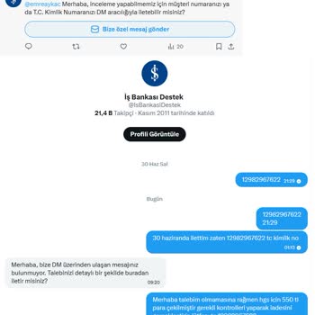 İş Bankasından Yetkisiz HGS Kesintisi Ve 550 TL İadesi Talebi