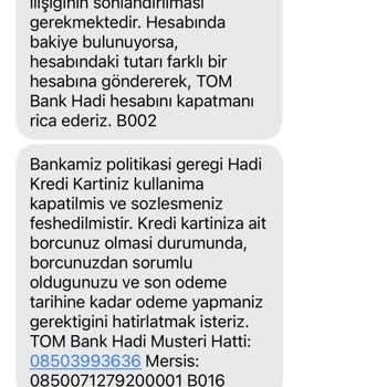 Tom Bank Hesap Kapatma Ve Kredi Taksit Ödeme Engeli