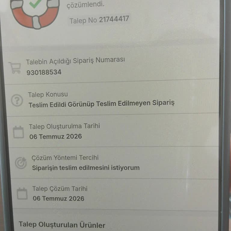 Teslim Edildiği Gösterilen Sipariş Hiç Gelmedi, İade İstiyorum