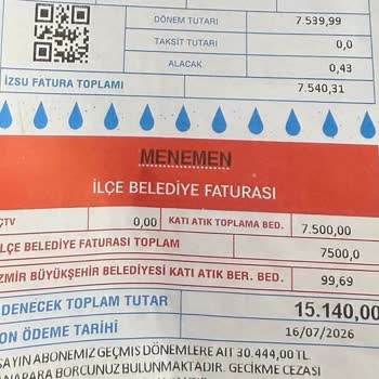 Menemen Belediyesi Su Faturamda 45.500 TL Aşırı Vergi Ve Yanıtsızlık