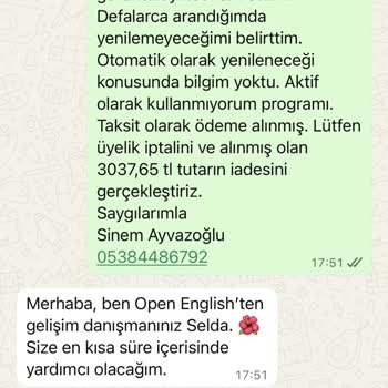 İzinsiz Çekilen 3.037,65 TL Ücretin İadesi Ve Üyeliğin İptali