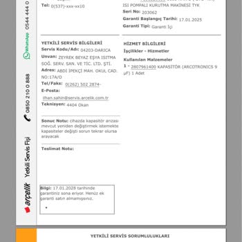 Arçelik Kurutma Makinesi Sürekli Arızalanıyor, Garanti Kapsamında Çözüm Yok
