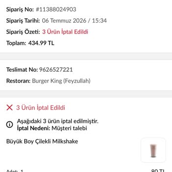 Yanlış Bilgiyle İptal Edilen Siparişin İadesi Reddedildi