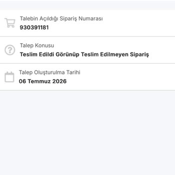 Teslim Edildi Olarak İşaretlenen Siparişim Gelmedi Ve Ücret İadesi İstiyorum