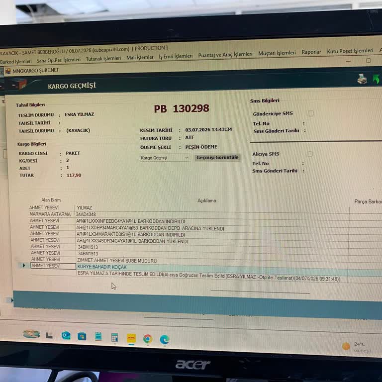 Teslim Edildiği İddia Edilen 1400 TL’lik Kargonun Bulunamaması