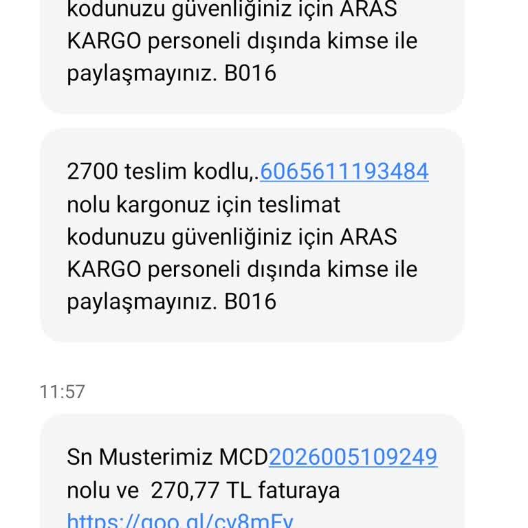 Aras Kargo İsmiyle Gönderilen Sahte SMS’ler Ve Uyarı Talebi