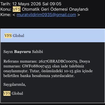 VFS Global'da Vize Ücreti İadesi Gecikmesi Ve Yetersiz Müşteri Desteği
