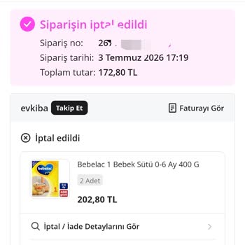 N11'de Bebek Maması Siparişim Haksız 'Toplu Ticari Alım' Gerekçesiyle İptal Edildi