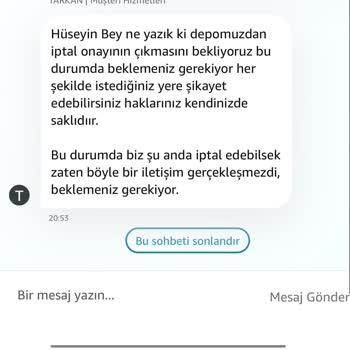 Amazon Siparişimin Teslim Edilmemesi Ve İptal Talebimin Cevapsız Kalması