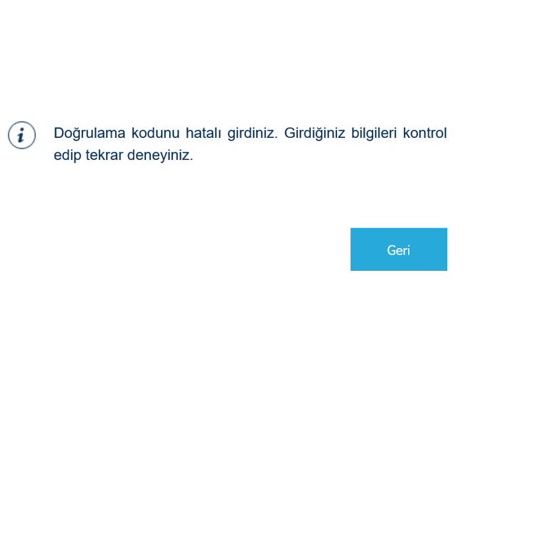 İnternet Şubesine Girişte Doğrulama Kodu Hatası