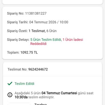 Teslim Edilmeyen Çay İçin İade Talebim Reddedildi