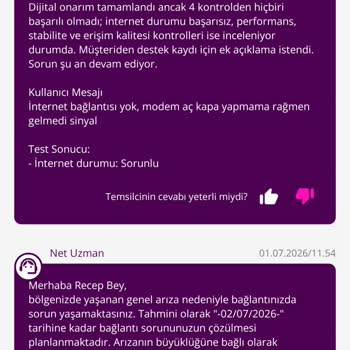 TurkNet İnterneti 7 Gün Kesik, Teknik Destek Ve İade Talebi