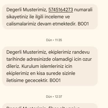 Fiber Kurulum Randevum Sürekli Erteleniyor Ve Bilgi Verilmiyor