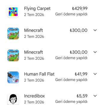Google Play İadesi Faturama Yansımıyor