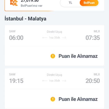 Puanlarımla İstediğim Malatya Uçuşunu Alamama Sorunu