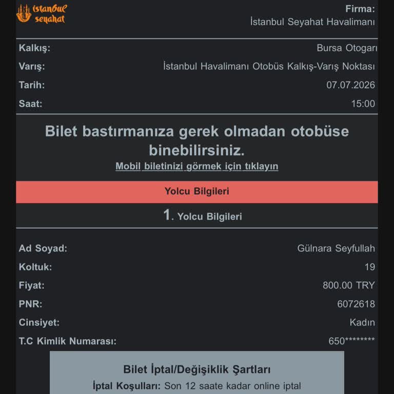 Obilet'te Bilet Tarih Değişikliği Talebimin Reddedilmesi Ve Ücretsiz Çözüm İsteği