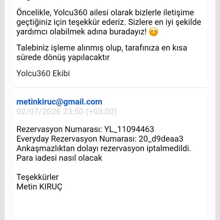Yolcu360’da Araç Teslim Alınmadı Ve 116 Euro İadesi Bekliyor