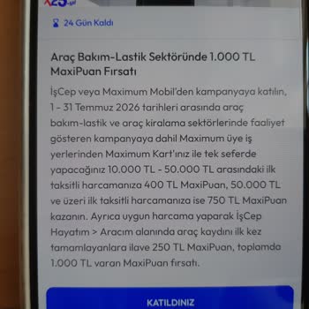 İş Bankası Kampanya Katılımı Sonrası MaxiPuan Yüklemesi Görülmedi