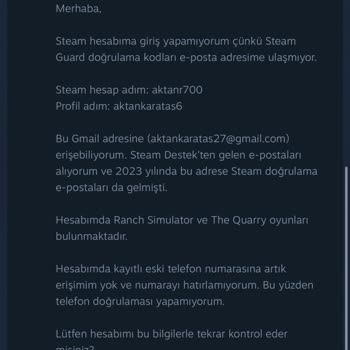 Steam Destek Talebinde Eski Kart Bilgisi Şartı Nedeniyle Hesaba Erişememe