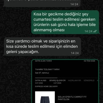 Zara Express Kargo Ücretine Rağmen Sipariş İşlenmedi Ve Müşteri Temsilcisi Yanıltıcı Bilgi Verdi