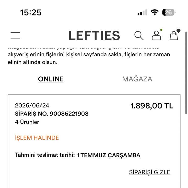 Lefties Siparişimin Gecikmesi Ve Ürün Çıkarılması Nedeniyle Mağdur Oldum