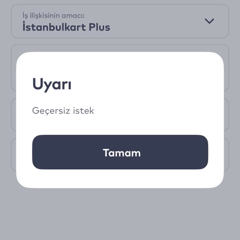 Geçersiz İstek Hatası Hesap Onayını Engelliyor Fiziksel İstanbulkart Çıkarma İmkansız