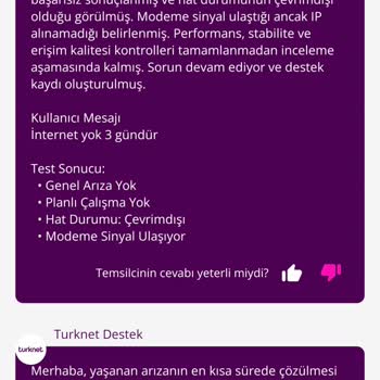 TurkNet Fiber İnternet Kesintisi Ve Robot Yanıtlar