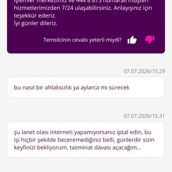 TurkNet Fiber İnternet Kesintisi Ve Robot Yanıtlar