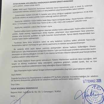 Teslim Edilmemiş Ve Hatalı Mobilyalar İçin İade Ve Ücret Geri Ödeme Talebi