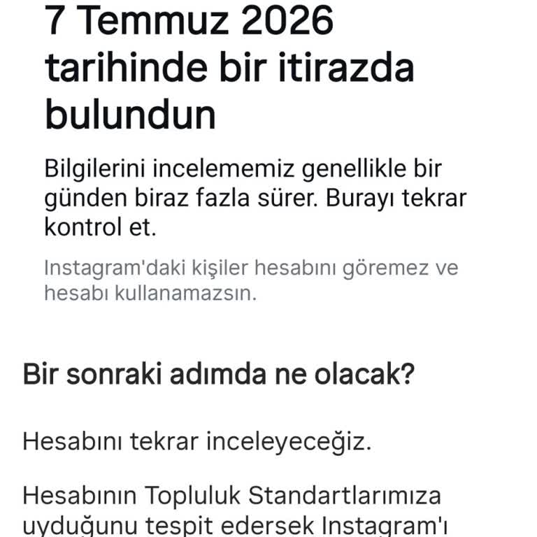Instagram Hesabım Aniden Askıya Alındı, Erişim Ve Açılma Bilgisi Talep Ediyorum