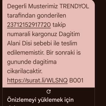 Kargo Teslim Edilmedi, Dağıtım Alanı Dışı Gerekçesi Reddedildi