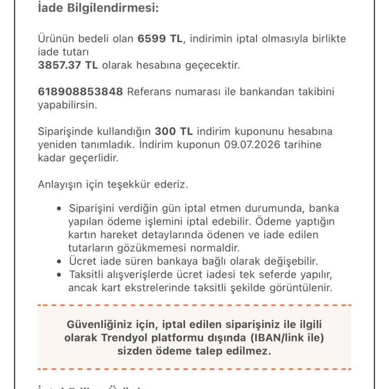 Adidas Siparişim Bilgilendirme Olmadan İptal Edildi, Aynı Fiyatla Tekrar Gönderilmesini İstiyorum