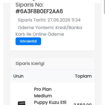 Teslim Edilmeyen Sipariş Ve Sahte Kargo Bildirimi, 3550 TL İadesi Talebi