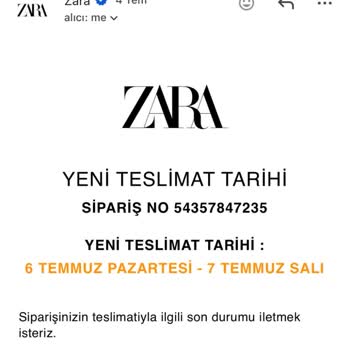 Zara'da Teslimat Gecikmesi Ve Bilgi Eksikliği Nedeniyle Sipariş İptali Talebi
