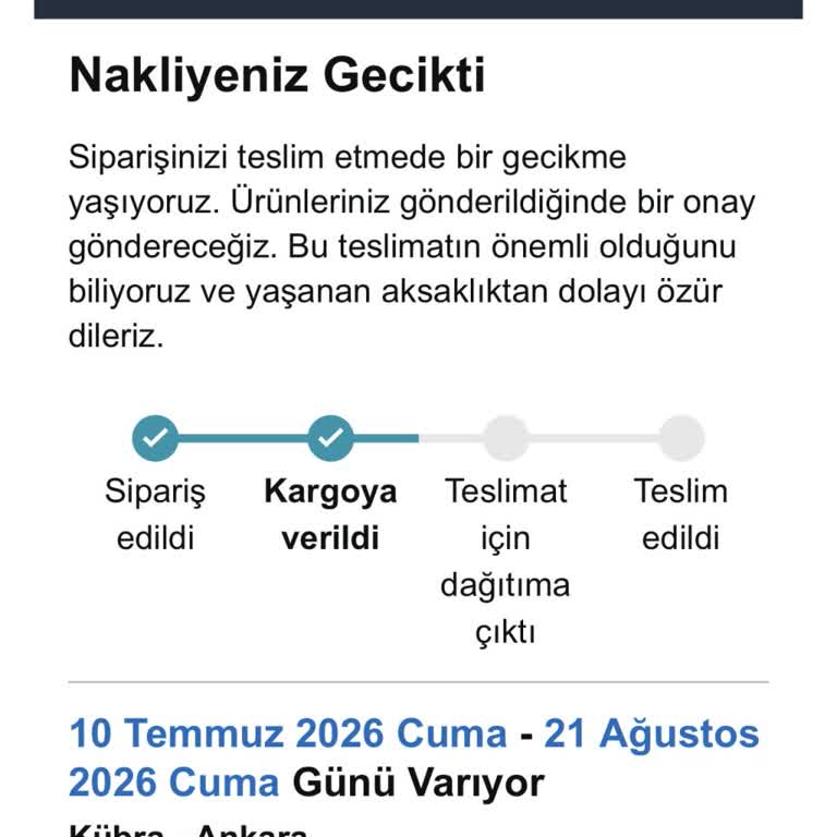 20 Giyim Ürünü Kargoya Çıkmadı, Teslim Tarihi Uzatıldı Ve Ürünler Hâlâ Satışta