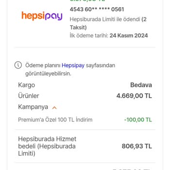 Hepsiburada Premium Müşterisi Olarak İade Ücretinin Ödenmemesi Ve Mağduriyet