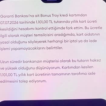 Garanti Bankası Bonus Kartı Yıllık Ücret İadesi