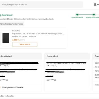 Satıcıya Ulaşılamıyor Ve 53.900 TL Değerindeki Sipariş Kargoya Verilmiyor