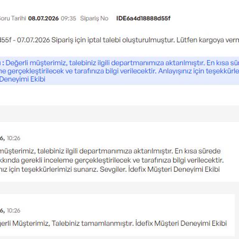 İdefix'te Sipariş İptali İmkansız, Destek Yetersiz