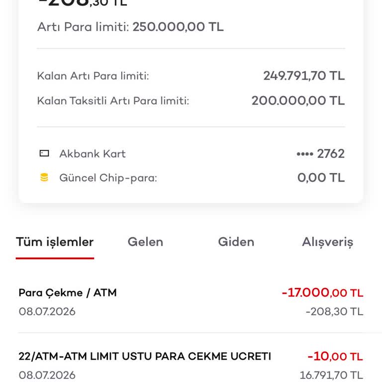 Akbank ATM’sinde Haksız 210 TL Kesinti Ve İade Talebi