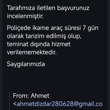 Ankara Sigorta’nın 10 Günlük Parça Tedariği Gecikmesi Ve İkame Araç Sorunu