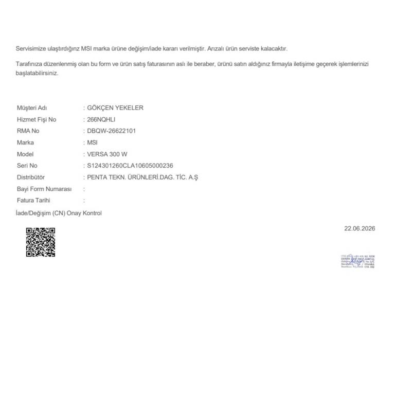 Garanti Kapsamındaki Bozuk Mouse İçin Koşulsuz İade Talebi