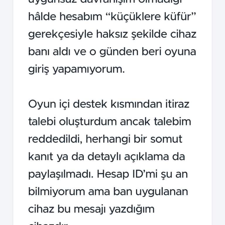 Küçüklere Küfür İddiası İle Haksız Cihaz Banı Ve İtiraz Reddi