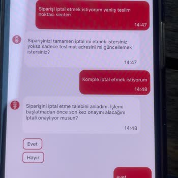 Yanlış Restoran Siparişinin İptali Ve 340 TL İadesi Talebi