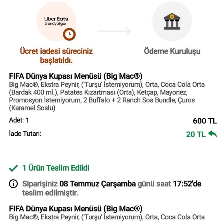McDonald's Siparişinde Promosyon Bardak Ve Soslar Eksik, İade Yetersiz