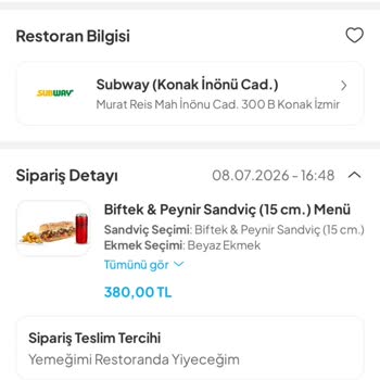 Teslim Edilmeyen Subway Siparişi, Yanlış Sistem Bilgisi Ve İade Talebi