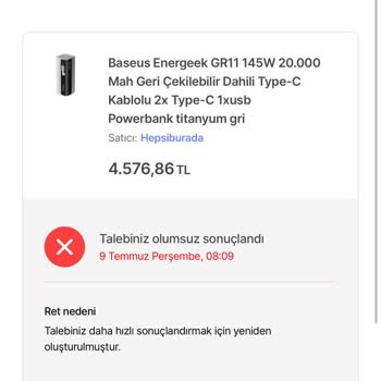 Hepsiburada’da Bozuk Powerbank Değişim Talebim Yanıltıcı Şekilde Reddedildi